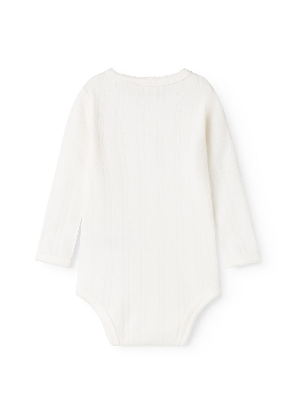 Hvid bodystocking med lange ærmer og rund hals