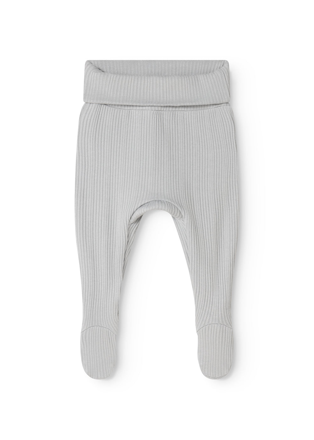 Ribstrikkede babys bukser med elastisk linning og ribkanter ved benenderne