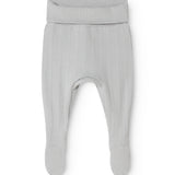 Ribstrikkede babys bukser med elastisk linning og ribkanter ved benenderne