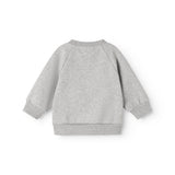 Grå babybluse med rund halsudskæring og ensfarvet ryg