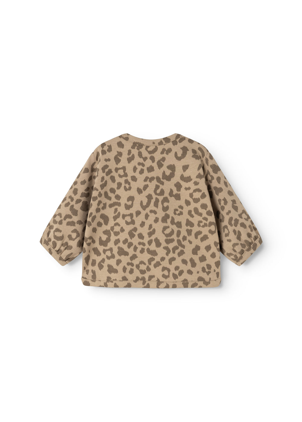 Leopardsmønstret bluse med rund hals og lange ærmer