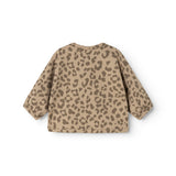 Leopardsmønstret bluse med rund hals og lange ærmer