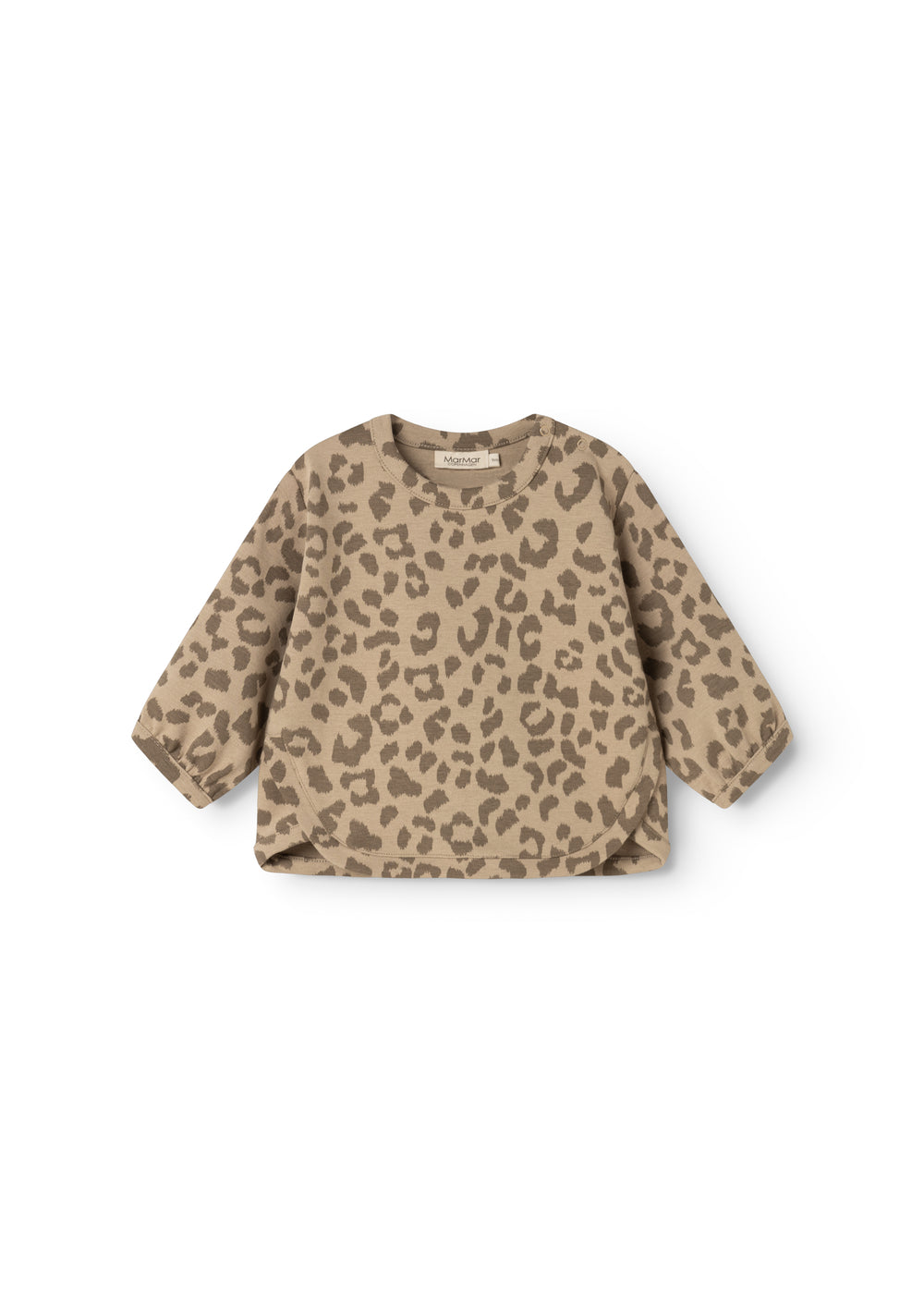 Leopardsmønstret bluse med rund halsudskæring og lange, løse ærmer