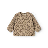 Leopardsmønstret bluse med rund halsudskæring og lange, løse ærmer