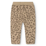 Leopardmønstret babybukser i beige med elastiklinning og lige ben