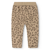 Leopardmønstret babybukser i beige med elastiklinning og lige ben