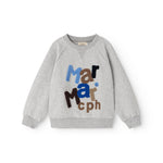 Grå sweatshirt med flerfarvet “Mar mar” logo-print foran og lange ærmer