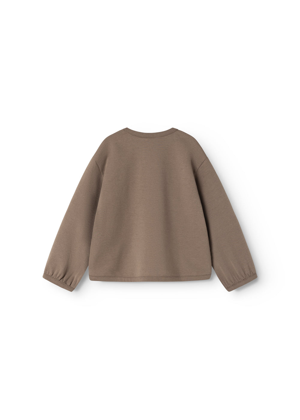 Dusty brun bluse set bagfra med rund hals og lange ærmer