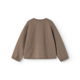 Dusty brun bluse set bagfra med rund hals og lange ærmer
