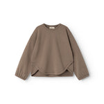 Dusty brun bluse med rund hals og lange ærmer