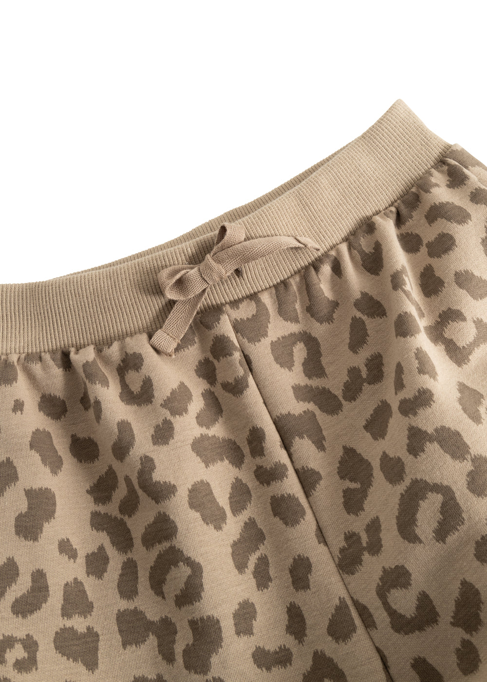 Peon bukser med elastisk talje og snøre, vasket leopardmønster på beige