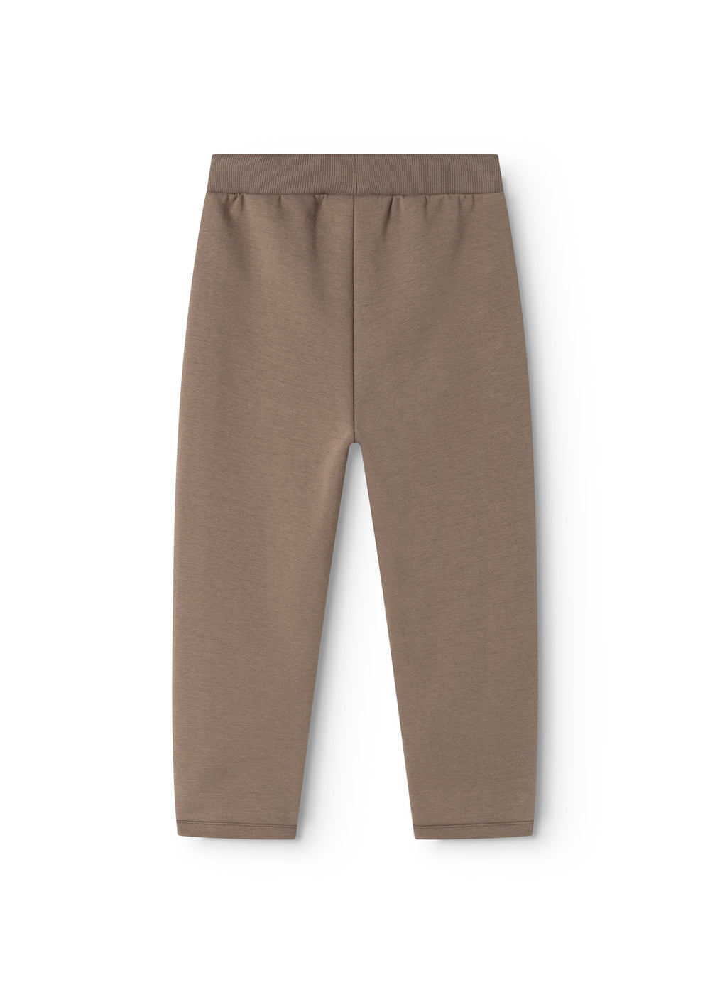 Støvet brun drengebukser med elastisk talje og lige, løse ben.