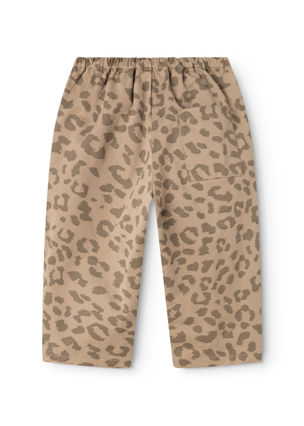 Sandfarvede babybukser med leopardprint og elastisk taljebånd