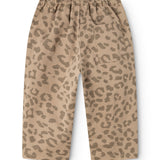 Sandfarvede babybukser med leopardprint og elastisk taljebånd