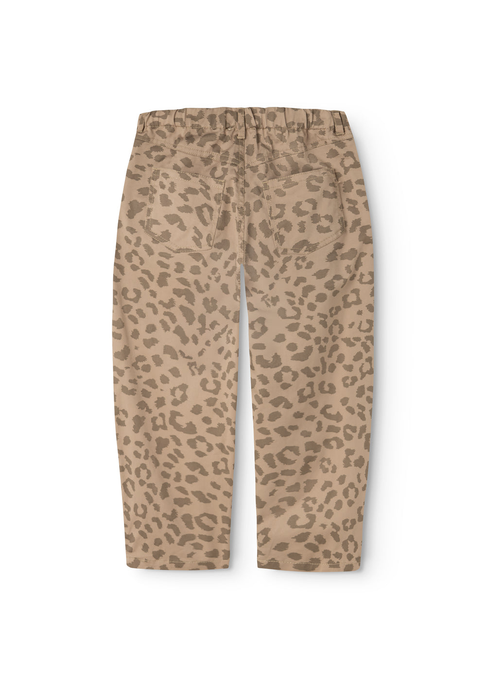 Pando bukser med vasket leopardprint, elastisk linning og lige ben