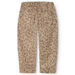 Pando bukser med vasket leopardprint, elastisk linning og lige ben