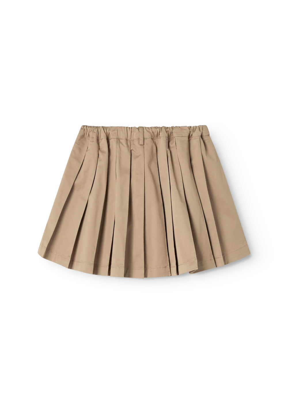 Beige nederdel med vide plisseringer og elastisk talje