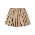 Beige nederdel med vide plisseringer og elastisk talje