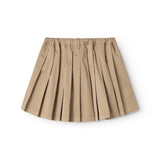 Beige nederdel med vide plisseringer og elastisk talje
