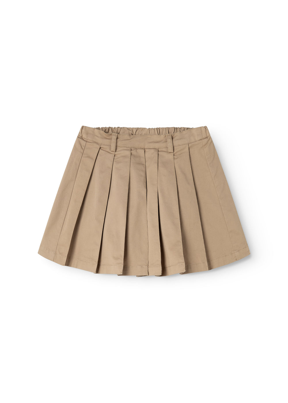 Beige plisseret nederdel med elastisk taljebånd
