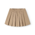 Beige plisseret nederdel med elastisk taljebånd