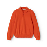 Orange strikpolo til børn med polokrave og knapstolpe