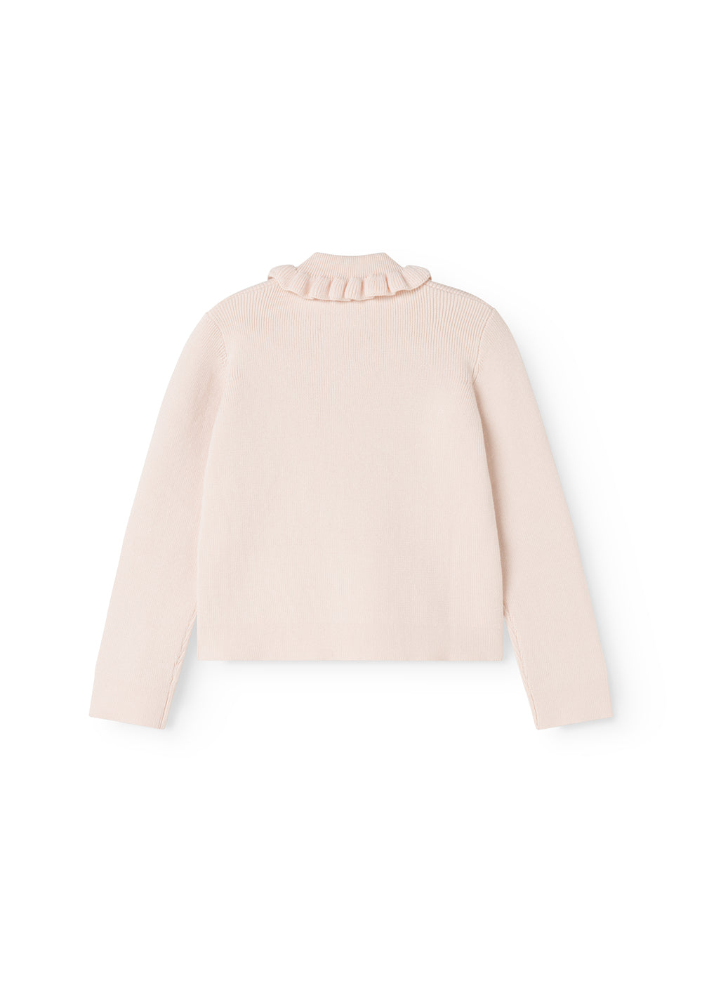 Tilda strikket cardigan i lyserosa med høj ribkrave og lange ærmer