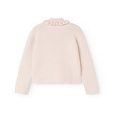 Tilda strikket cardigan i lyserosa med høj ribkrave og lange ærmer