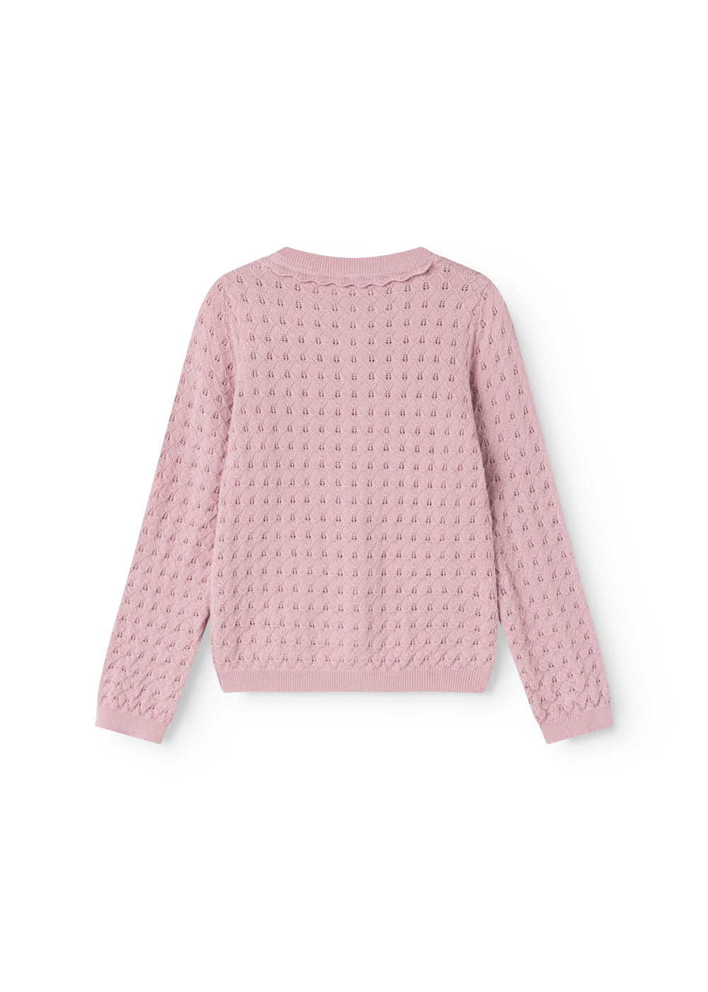 Strikket cardigan i soft berry med ensartet mønsterstrik og ribkant forneden
