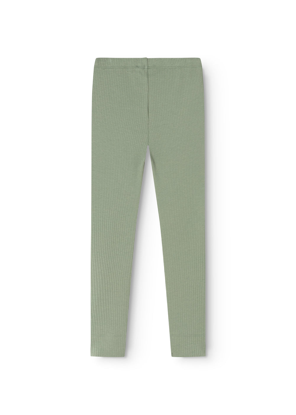 Grøn leggings med ribbet stof og lige ben, elastisk linning