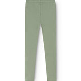 Grøn leggings med ribbet stof og lige ben, elastisk linning