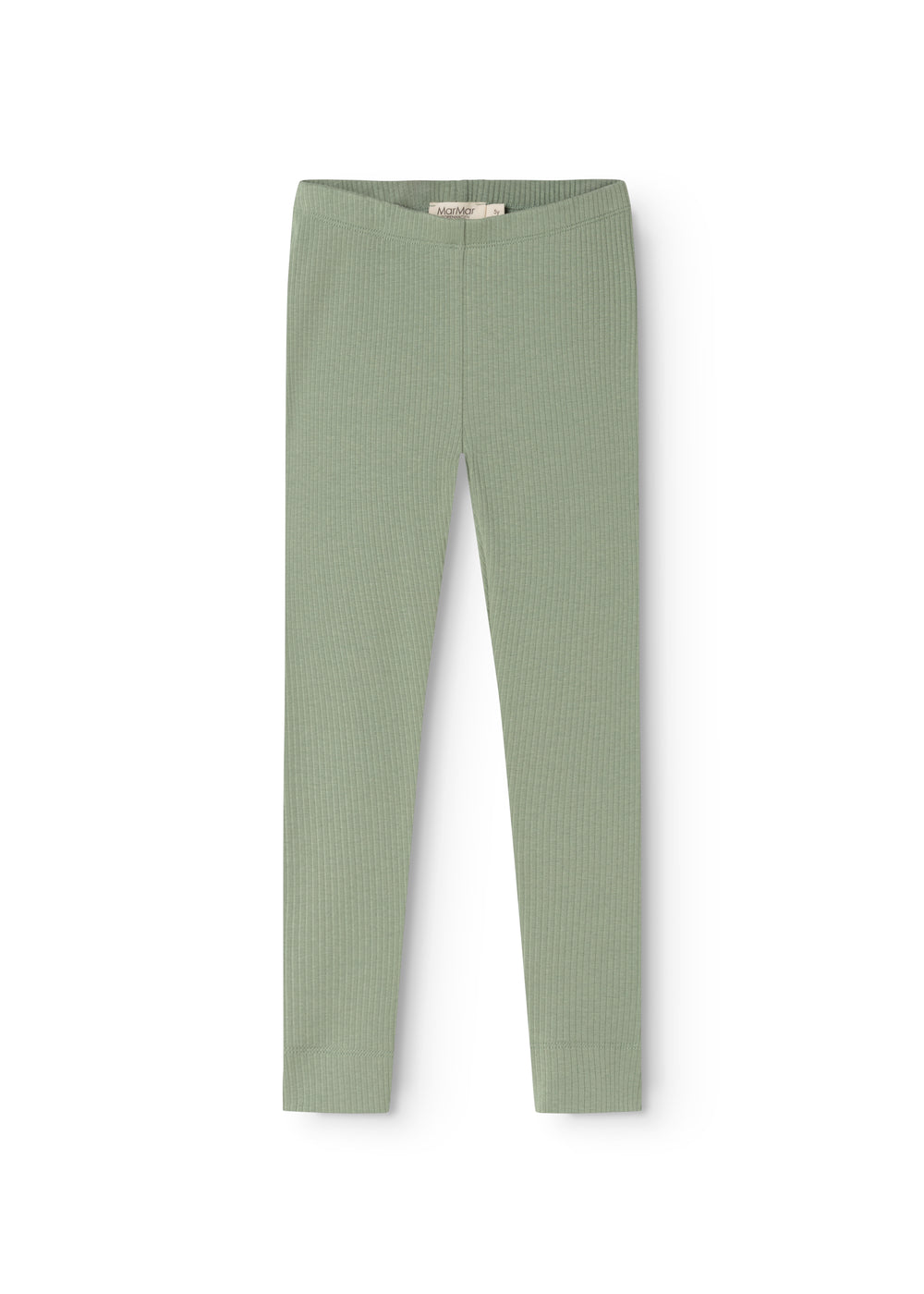 Grøn leggings med ribbet struktur og elastisk linning