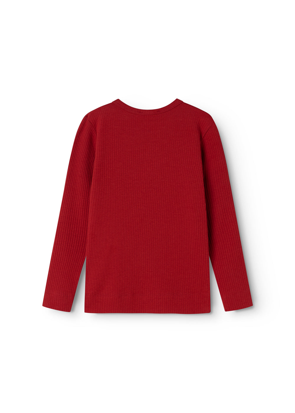 Rød langærmet T-shirt med rund hals og lange ærmer