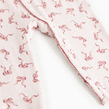 Heldragtben i hvid med lyserød bow-tryk og kantet søm ved åbning