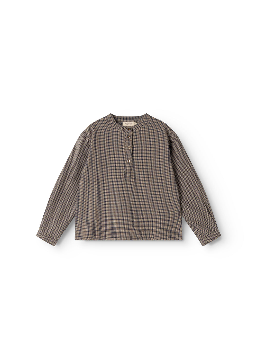 Langærmet skjorte i houndstooth-tern med knapper foran