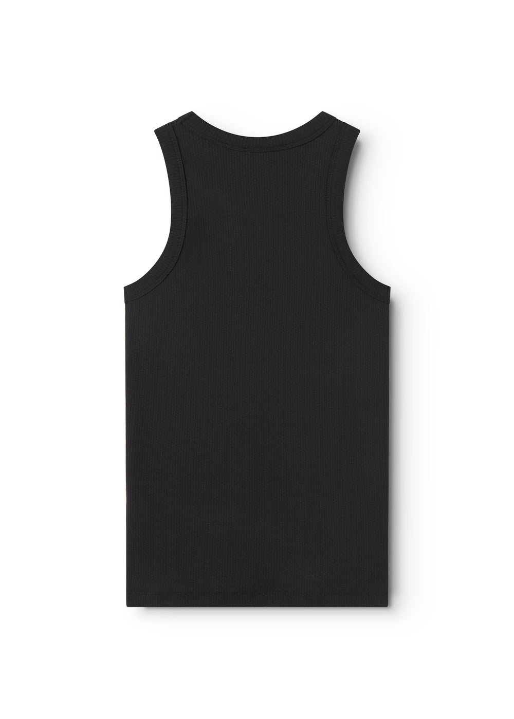Sort ærmeløs tanktop med rund hals og lige pasform