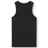 Sort ærmeløs tanktop med rund hals og lige pasform