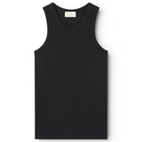 Sort ærmeløs tanktop med rund hals, enkel forside