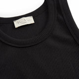 Ribbet sort tanktop kjole til kvinder
