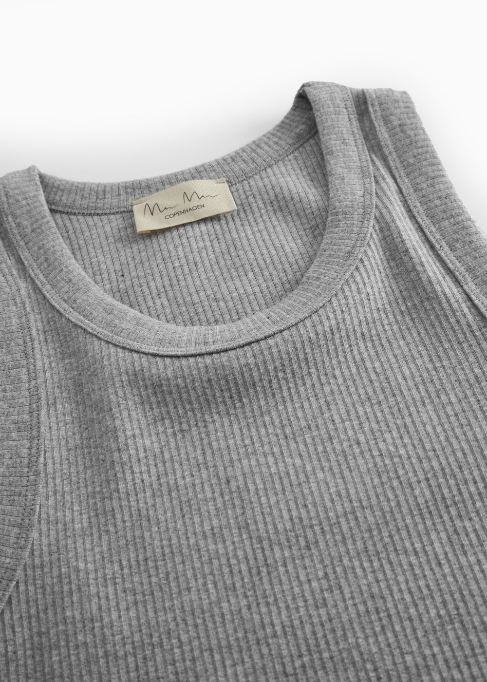 Grå ribbet tanktop til kvinder