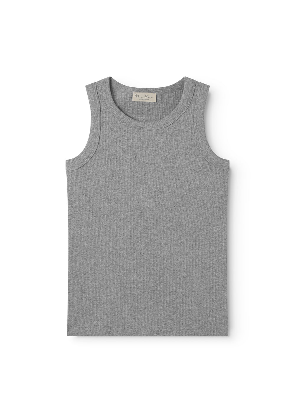 Lysgrå melange tanktop med rund hals, ærmeløs, flad visning