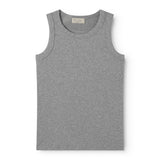 Lysgrå melange tanktop med rund hals, ærmeløs, flad visning