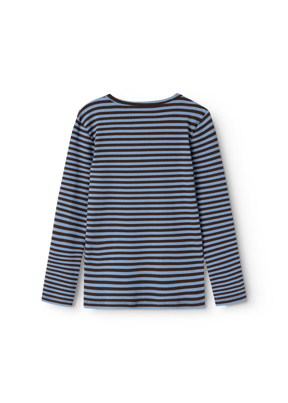 Stribet langærmet T-shirt med rund hals i mørke og lyse striber