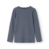 Stribet langærmet T-shirt med rund hals i mørke og lyse striber
