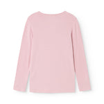 Lyserød langærmet T-shirt med rund hals