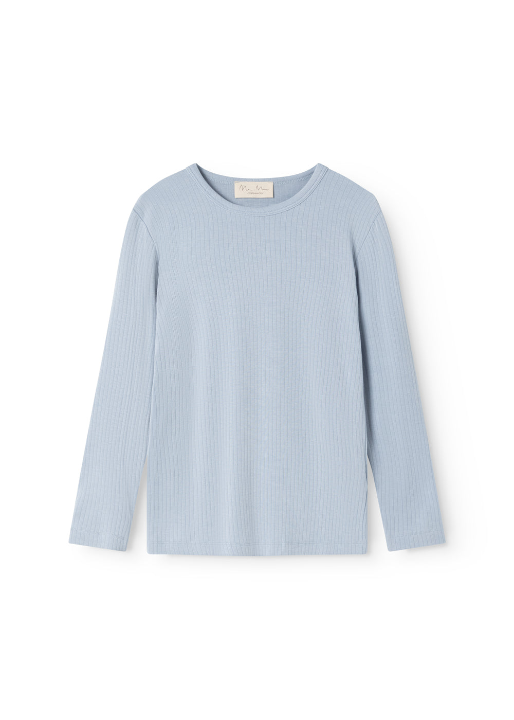 Lyseblå langærmet T-shirt med rund halsudskæring