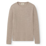 Beige meleret bluse med rund hals og lange ærmer