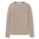 Beige meleret bluse med rund hals og lange ærmer