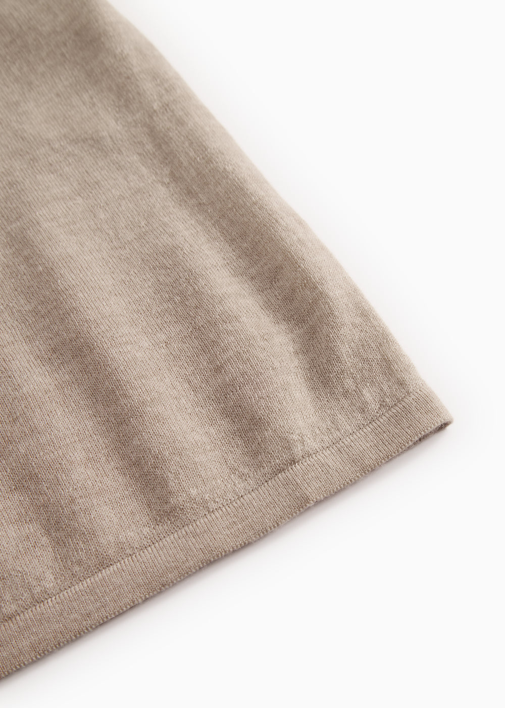 Beige meleret bluse med ribkant ved nederkant på lange ærmer