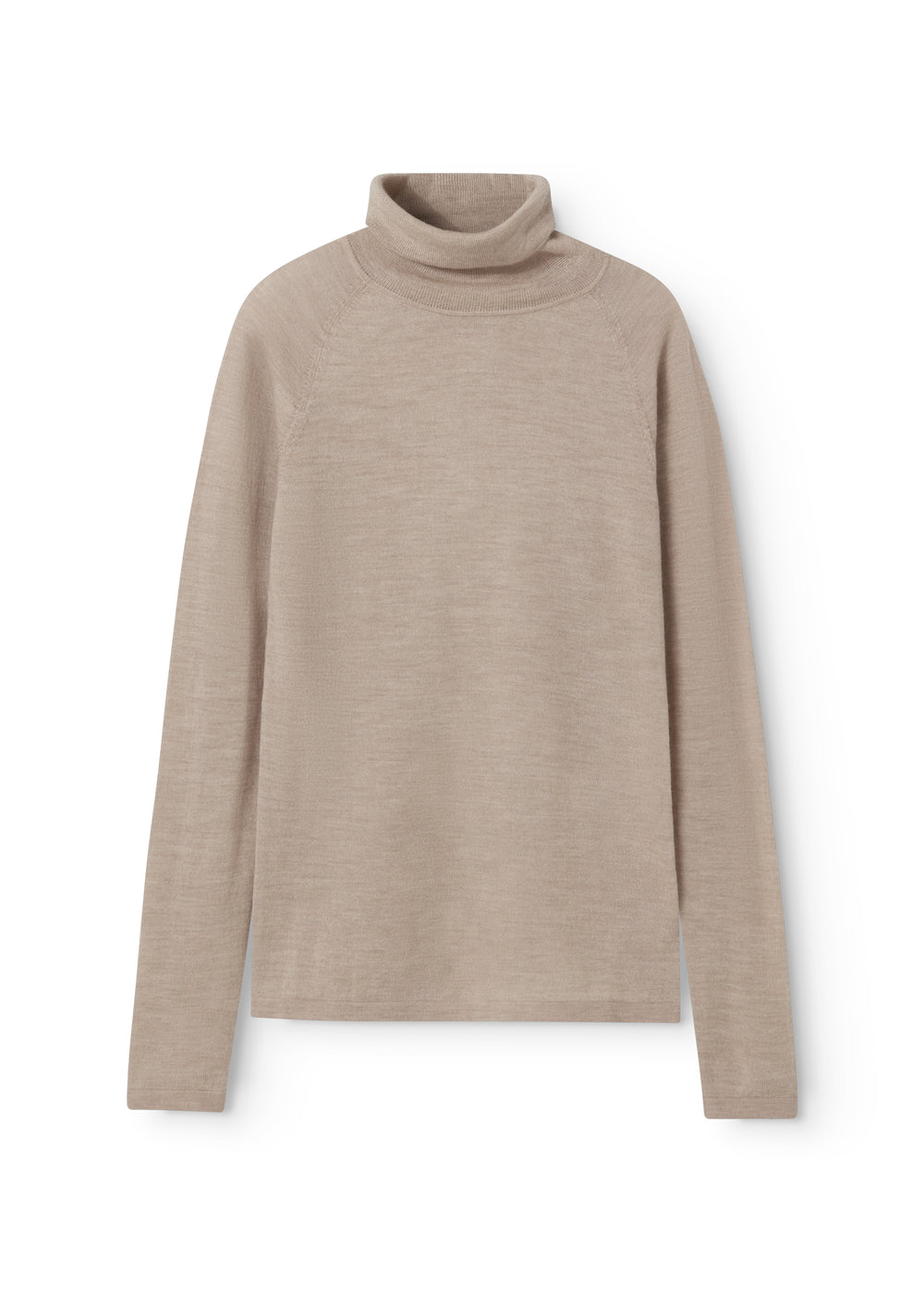 Beige meleret bluse med høj hals og lange ærmer